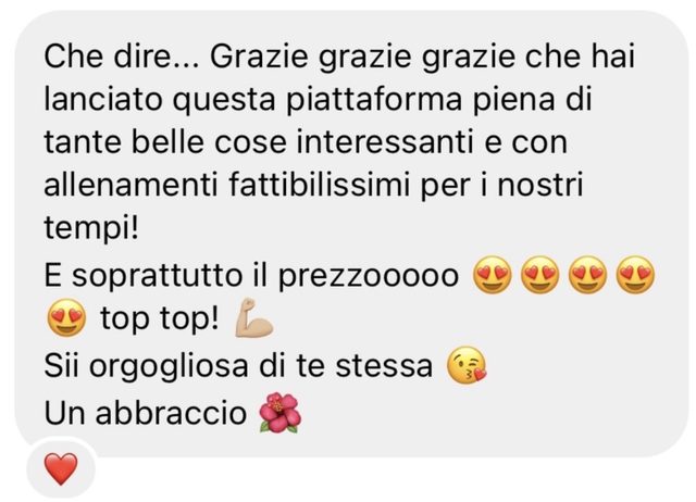 Messaggio di un'iscritta a GlowNow