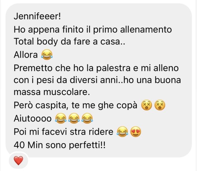 Messaggio di un'iscritta a GlowNow