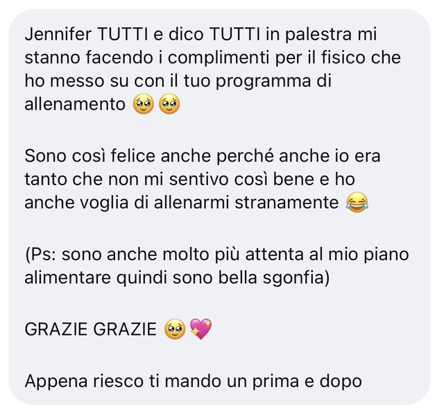 Messaggio di un'iscritta a GlowNow
