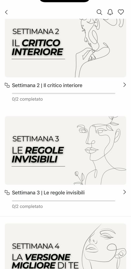 Percorso mindset settimana per settimana